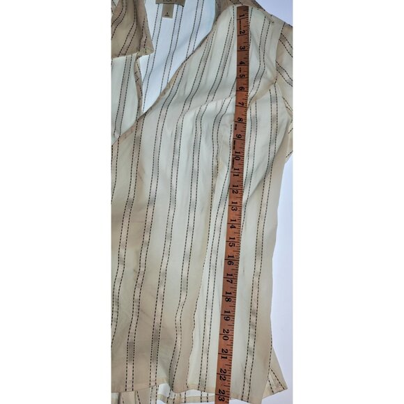 ANN TAYLOR LOFT TOP Top Womens SZ 8 Double-Breasted Button-Down Shirt Stripped W - Picture 9 of 10